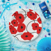 ASSIETTES EN CARTON PAPIER CHIC PLATE_MODERN REDPOPPIES (Fête)