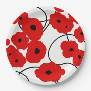 ASSIETTES EN CARTON PAPIER CHIC PLATE_MODERN REDPOPPIES