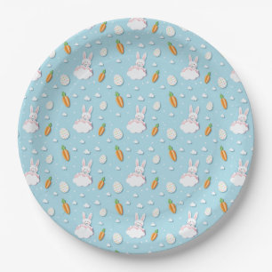 Assiettes En Carton Papier coupé de lapin de Pâques, d'oeufs et de car