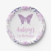 Assiettes En Carton Papier d'anniversaire de parties scintillant viole (Devant)