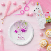 Assiettes En Carton papier d'aquarelle rose fuchsia mariage (Fête)