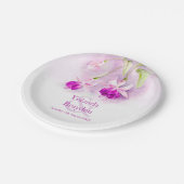 Assiettes En Carton papier d'aquarelle rose fuchsia mariage (Angle)