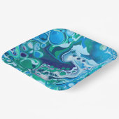 Assiettes En Carton Papier d'art fluide en marbre numérique bleu et ve (Angulaire)
