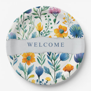Assiettes En Carton Papier de bienvenue aquarelle florale tropicale co