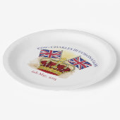 Assiettes En Carton Papier de couronnement et drapeaux King Charles II (Angle)