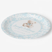 Assiettes En Carton Papier de douche bébé ours en peluche à fleurs ble (Angle)