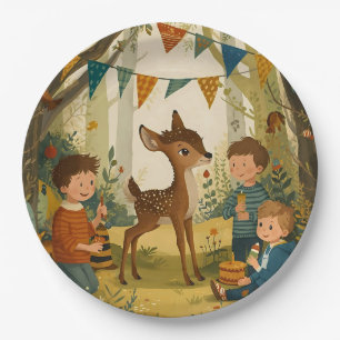 Assiettes En Carton Papier de fête d'anniversaire de la petite forêt d