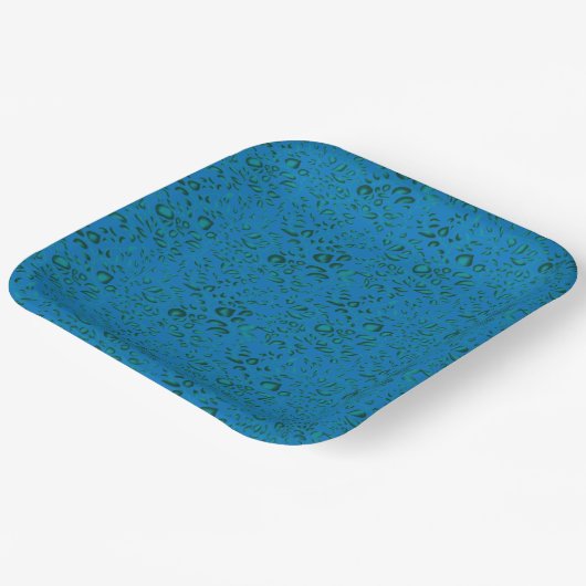 Assiettes En Carton Papier d'emballage bleu avec un motif géométrique (Angulaire)