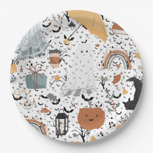 Assiettes En Carton Papier d'emballage fantôme d'Halloween d'automne