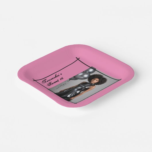 Assiettes En Carton papier doux 16 parties napkin rose noir (Angulaire)