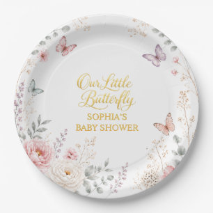 Assiettes En Carton Papier Fête Papillon Floral Bébé Fille
