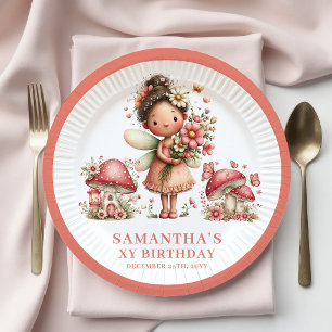 Assiettes En Carton Papier Fleurs Roses 8e Anniversaire Fée Précieuse