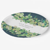 Assiettes En Carton Papier floral à motif eucalyptus (Angle)
