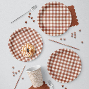 Assiettes En Carton Papier Imparfait à Carreaux Dessiné à la Main pour