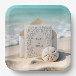 Assiettes En Carton Papier mariage Avec Dollar De Sable De Plage