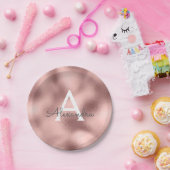Assiettes En Carton Papier métallisé rose gold Monogramme Anniversaire (Fête)