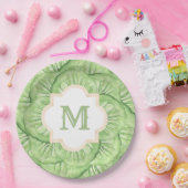 Assiettes En Carton Papier monogramme de la feuille de chou du grand-m (Fête)