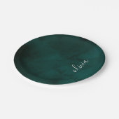 Assiettes En Carton Papier monogramme vert foncé élégant (Angle)