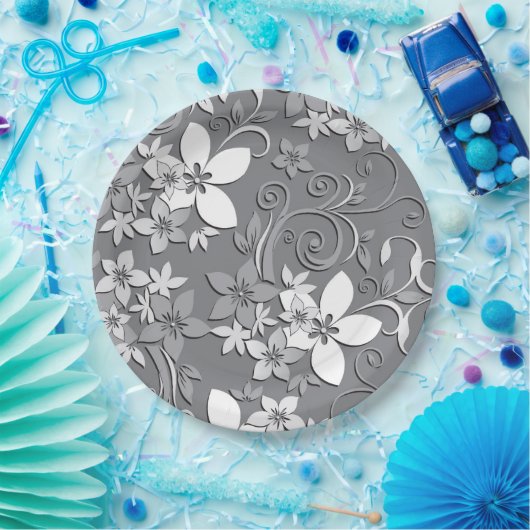 Assiettes En Carton Papier mural à fleurs 2 (Fête)