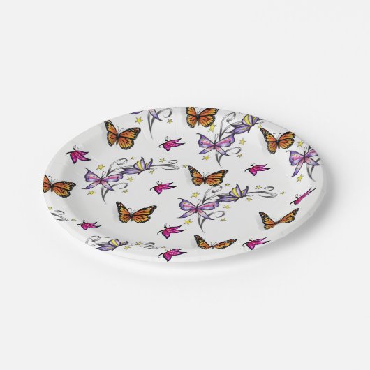Assiettes En Carton Papier papillon (Angle)