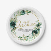 Assiettes En Carton Papier papillon Quinceanera Plaques de papier vert (Devant)