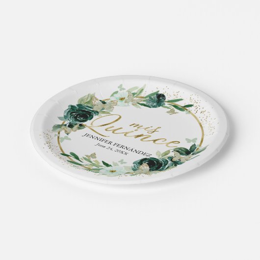 Assiettes En Carton Papier papillon Quinceanera Plaques de papier vert (Angle)