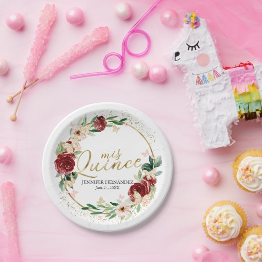 Assiettes En Carton Papier papillon Quinceanera Plaques en papier Roug (Fête)