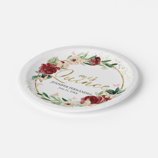 Assiettes En Carton Papier papillon Quinceanera Plaques en papier Roug (Angle)
