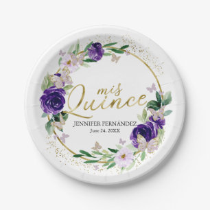 Assiettes En Carton Papier papillon Quinceanera Plaques en papier viol