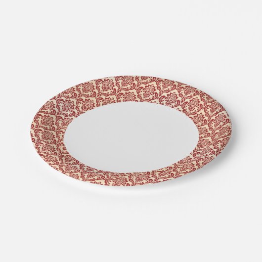 Assiettes En Carton Papier peint à motifs Damas (Angle)