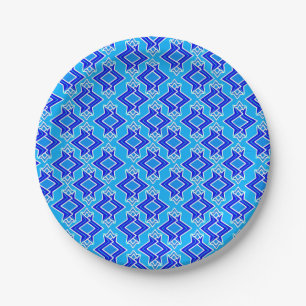 Assiettes En Carton Papier peint Art Déco, bleu céruléen