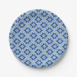 Assiettes En Carton Papier peint Art Déco Motif, gris / gris et bleu