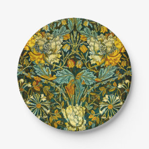 Assiettes En Carton Papier peint floral Chèvrefeuille Or de William Mo