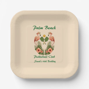 Assiettes En Carton Papier personnalisé Crème Palm Beach Pickleball Cl