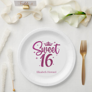 Assiettes En Carton Papier personnalisé pour Sweet 16