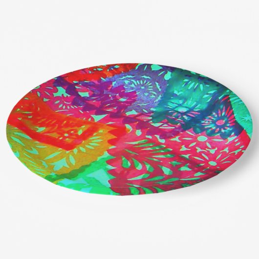 Assiettes En Carton Papier Picado Design Plaque en papier (Angle)