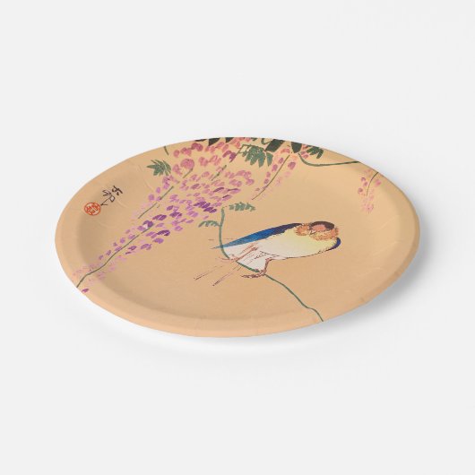 ASSIETTES EN CARTON PAPIER PLAQUE OISEAU JAPONAISE IMPRIMER (Angle)