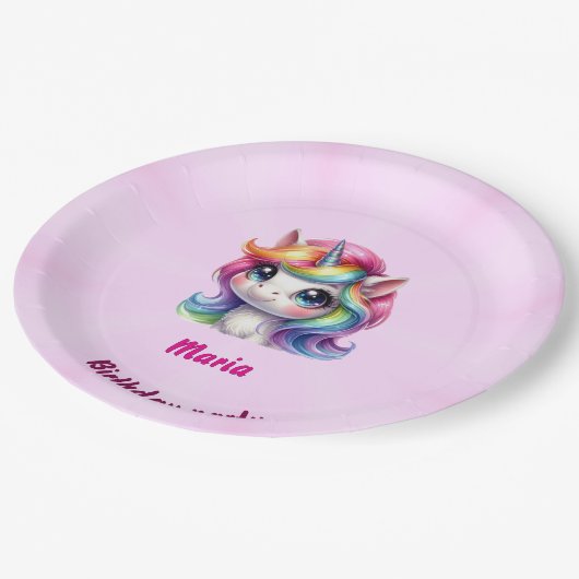 Assiettes En Carton Papier & Plaques de Parti mignonne licorne (Angle)