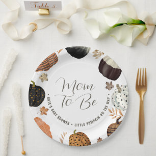 Assiettes En Carton Papier pour Baby Shower automnal pour future maman