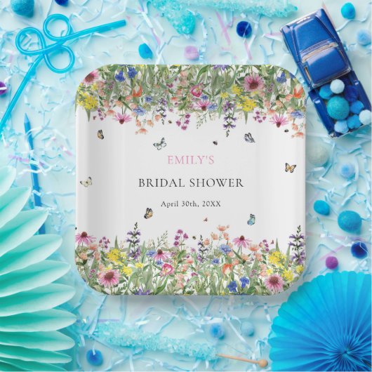 Assiettes En Carton Papier pour Baby Shower Champêtre Fleurs Papillon (Fête)