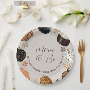 Assiettes En Carton Papier pour Baby Shower de Bébé Citrouille Maman à