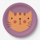 Assiettes En Carton Papier pour enfants d'anniversaire de chat (Devant)