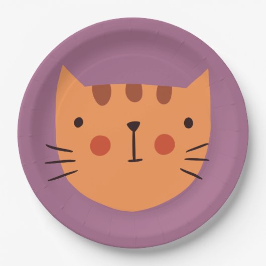 Assiettes En Carton Papier pour enfants d'anniversaire de chat (Devant)