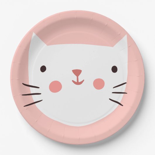Assiettes En Carton Papier pour enfants d'anniversaire de chat (Devant)
