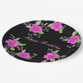 Assiettes En Carton Papier rose Joli Décor Anniversaire (Angle)