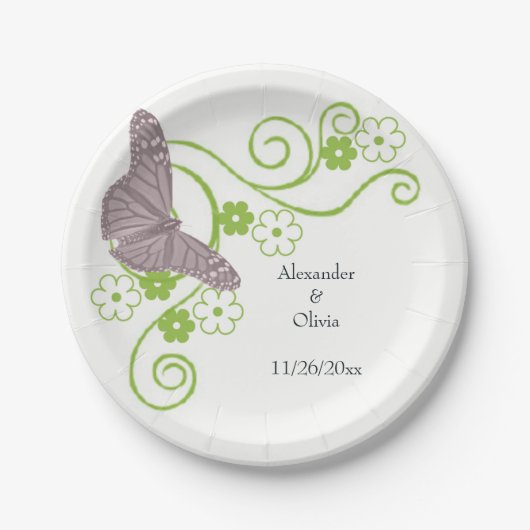 Assiettes En Carton Papier rose Papier à Fêtes des mariées florales Pl (Devant)