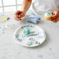 Papier "Scooter Floral Bleu pour Bébé Garçon "Ciao
