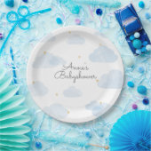 Assiettes En Carton Papier tableau baby shower nuages bleu clair (Fête)