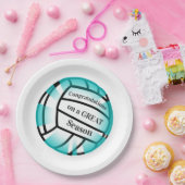 Assiettes En Carton Papier Volley-ball turquoise (Fête)