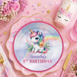 Assiettes En Carton Papiers Licorne Rêveuse Couleurs Pastel Fille Anni